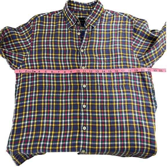 Scott Barber 100% Linen Plaid Button Down Shirt Classic Preppy Men's Sz Medium - Picture 6 of 10